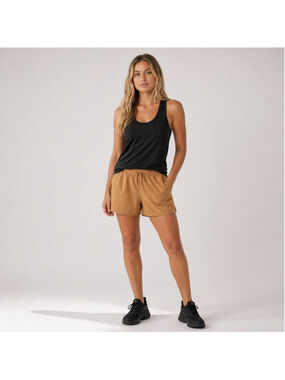 Zyia Pull On Drawstring Canyon Shorts Sz L Dark Khaki